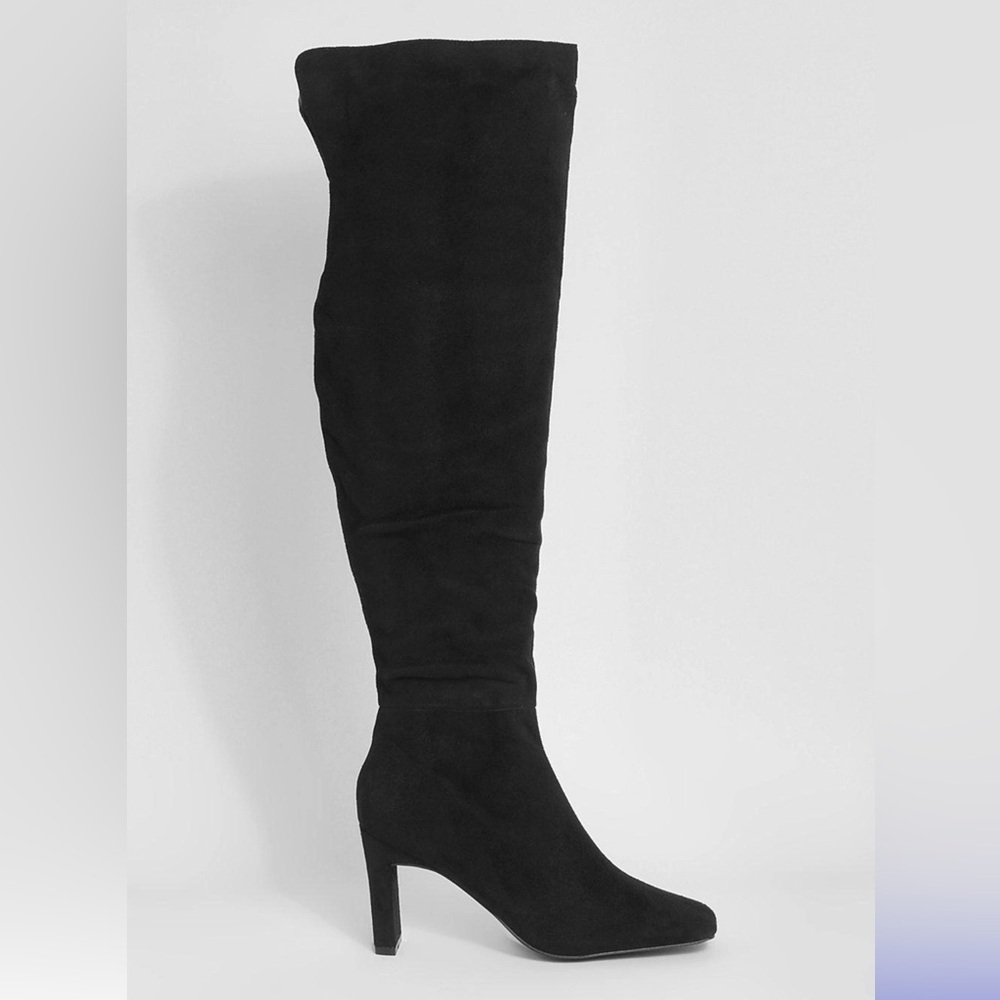 Boohoo Square Toe Over The Knee wide calf Boots (size 8)